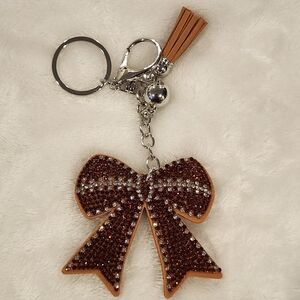 Football Bow Keychain Bag Charm